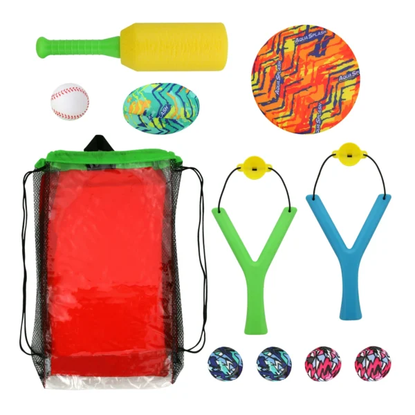 Play Day 4-in-1 Water Sports 11 Piece Set Multi-color Beach Lake Pool Outdoor Family Games, Ages 3+, Unisex